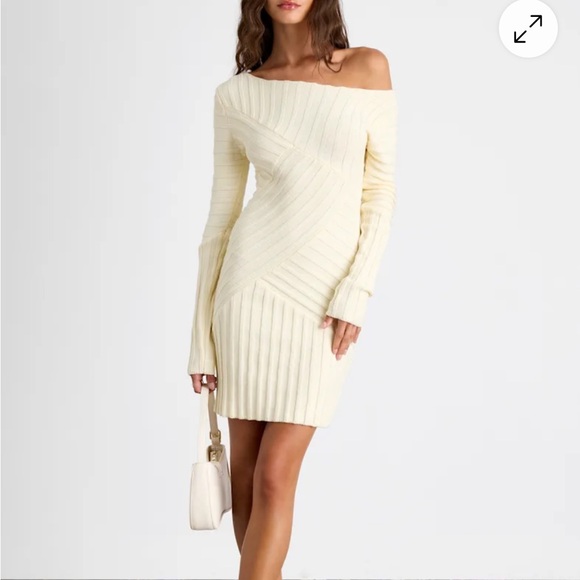 Lulus Dresses & Skirts - Lulu's Cream Off-Shoulder Dress